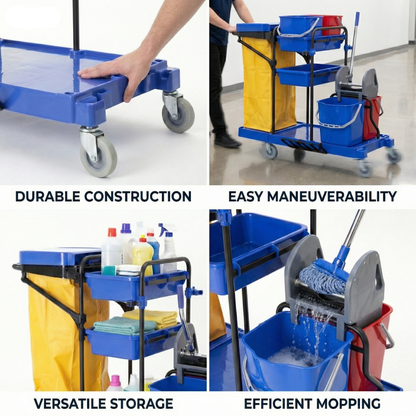 Multipurpose Janitor Cart (Blue) - Baiyun - Made in China