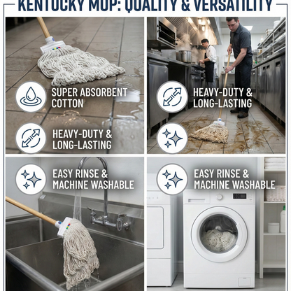 Kentucky Wet Mop Cotton 4 Tabs Round 400G White | Made In Pakistan