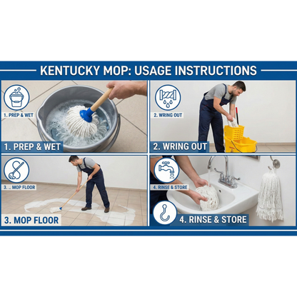 Kentucky Wet Mop Cotton 4 Tabs Round 400G White | Made In Pakistan