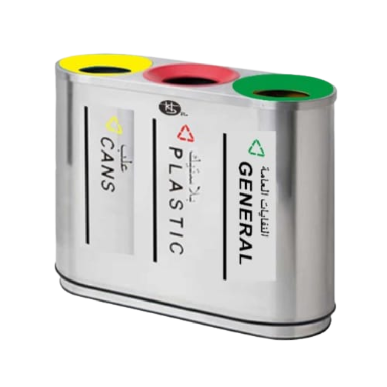 3 Compartment Recycle Bin Stainless Steel Coated - Hygiene System - Made in China-Daitona General Trading LLC