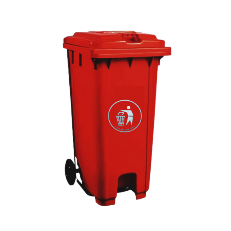 Garbage Bin With Wheel And Centre Pedal 120LT - Plastic - Hygiene System - Made in China-Daitona General Trading LLC