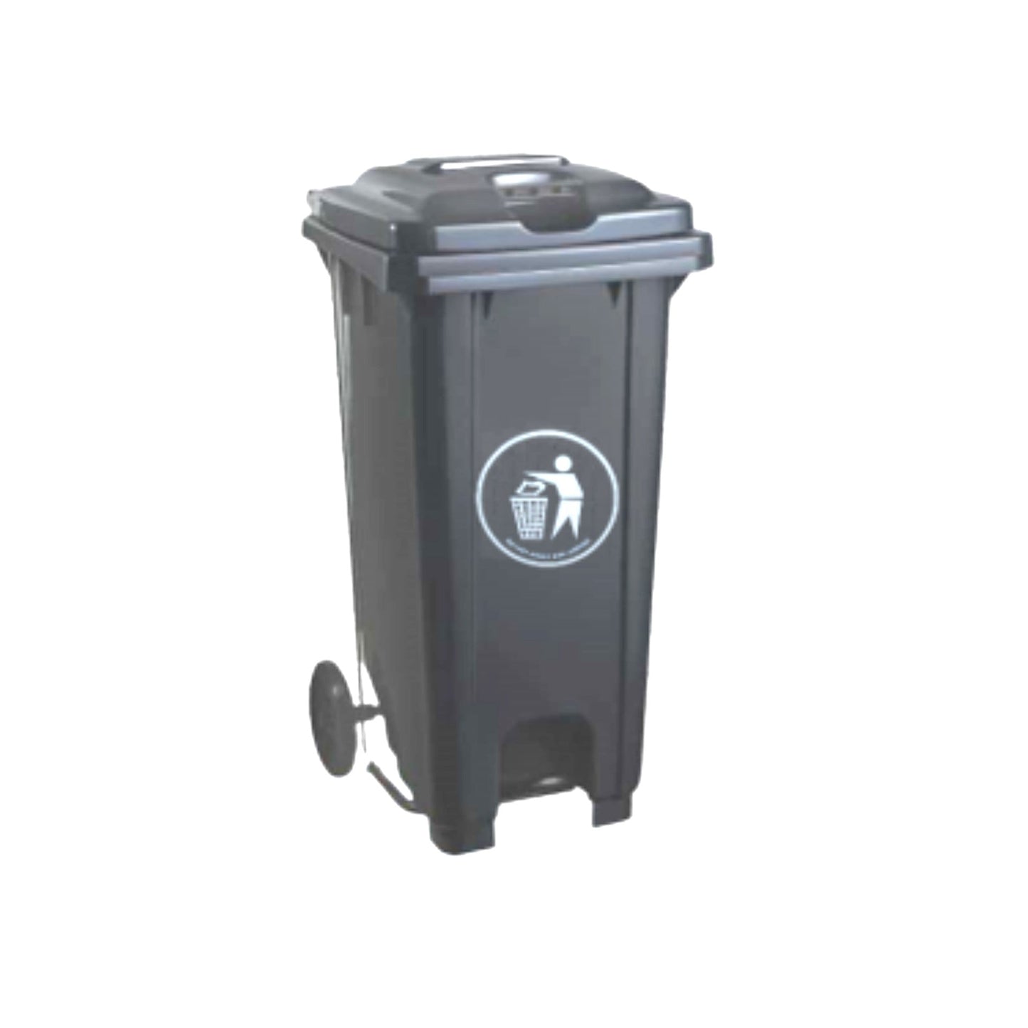 Garbage Bin With Wheel And Centre Pedal 100LT - Plastic - Hygiene System - Made in China-CNC100-BINS-Daitona General Trading LLC