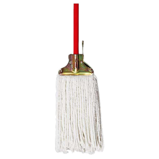 Cotton Wet Mop 350 Gms (White) With Metal Holder & Wooden Handle - Kach Sheng - Made in Taiwan-Daitona General Trading LLC