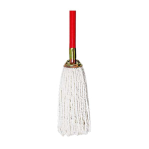 Cotton Wet Socket Mop 270 Gms (White) With Metal Holder & Wooden Handle - Kach Sheng - Made in Taiwan-Daitona General Trading LLC