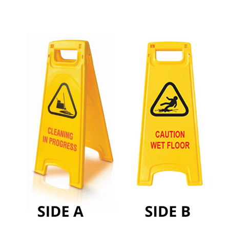 Double Sided Caution Sign Board - Caution Wet Floor/Cleaning in Progress - AZ Hygiene - Made in Malaysia-AZ1012-CWF & CIP-Daitona General Trading LLC