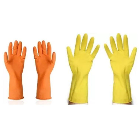 Household Gloves (Orange & Yellow) - Red Rose - Made in China-Daitona General Trading LLC