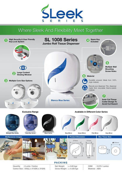 Jumbo Roll Tissue Dispenser (Blanco Blue) - Sleek Series-Daitona General Trading LLC