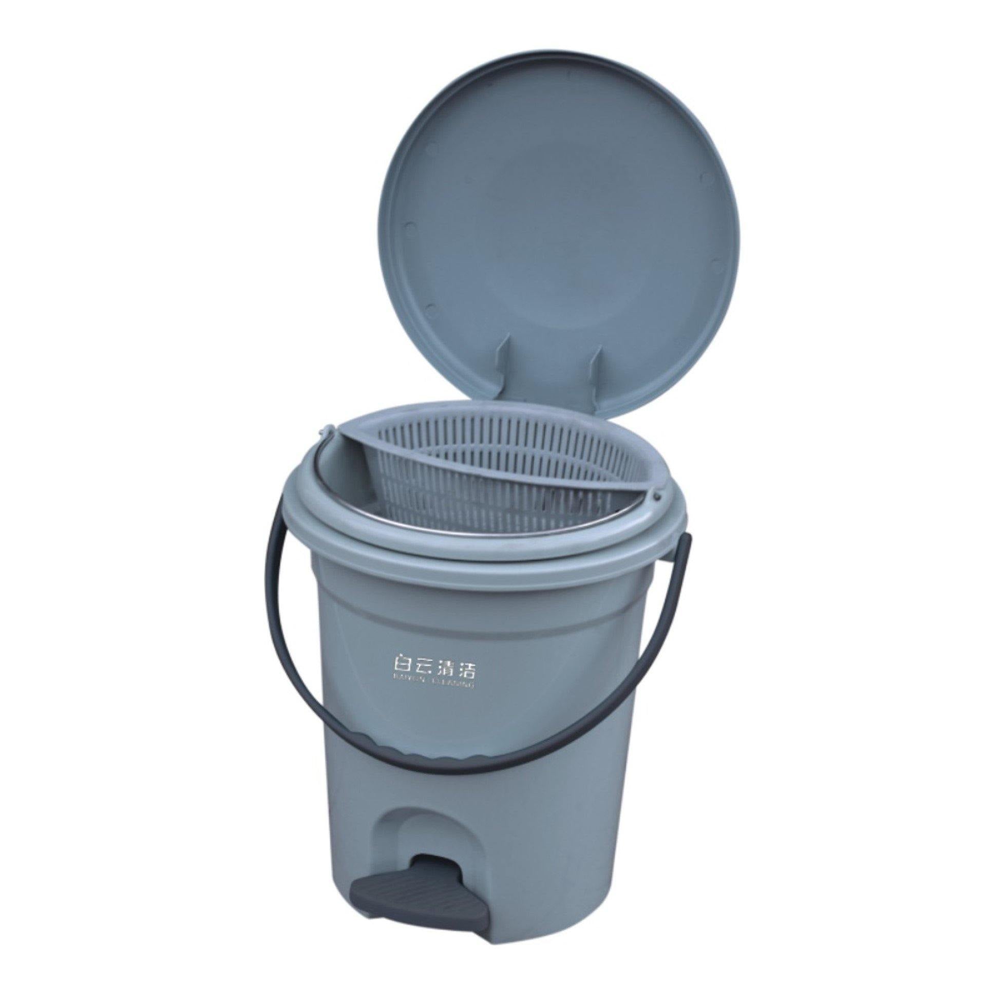 Plastic Round Dust Bin With Pedal 8LT (Grey) Baiyun - Made in China-Daitona General Trading LLC