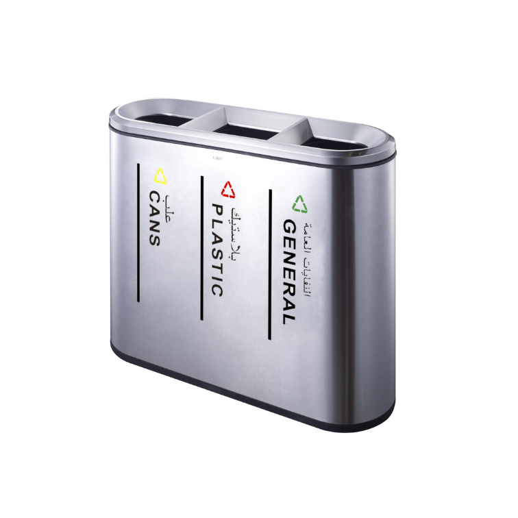 3 Compartment Recycle Bin Stainless Steel Coated - Hygiene System - Made in China-Daitona General Trading LLC