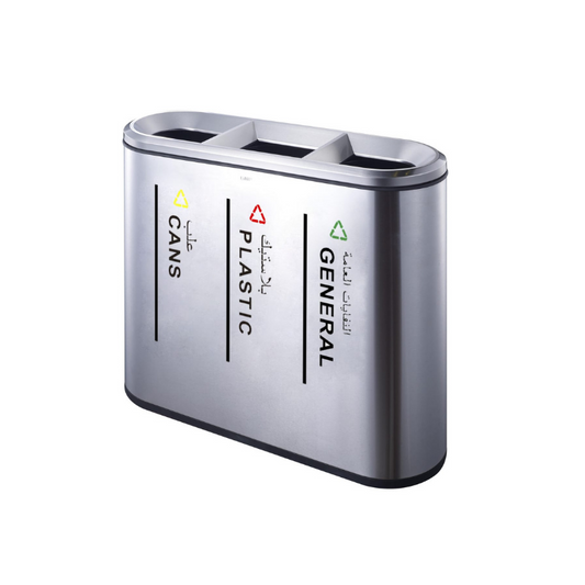 3 Compartment Recycle Bin Stainless Steel Coated - Hygiene System - Made in China-Daitona General Trading LLC
