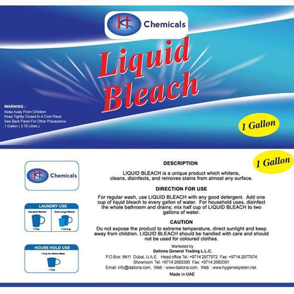 Liquid Bleach (3.78L) - Hygiene System - Made in UAE-Daitona General Trading LLC