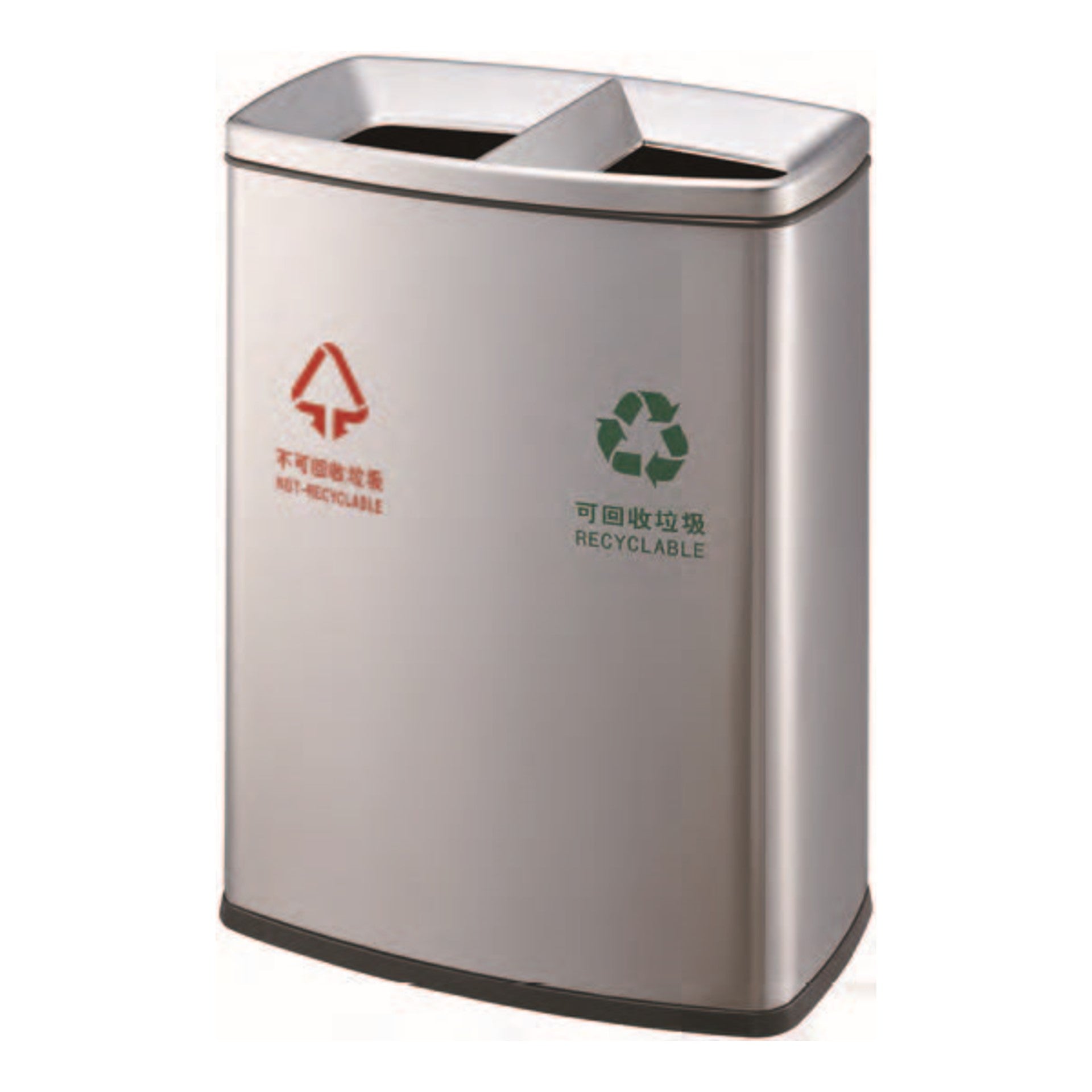 Stainless Steel Coated 2 Compartment Recycle Bin (60LT) - Hygiene System - Made in China-Daitona General Trading LLC