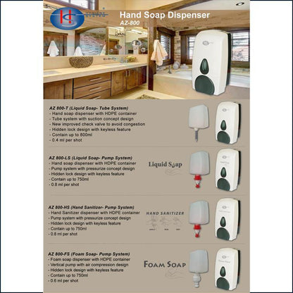 Hand Soap Dispenser 800ml (White & Transparent Blue) - AZ Hygiene-Daitona General Trading LLC