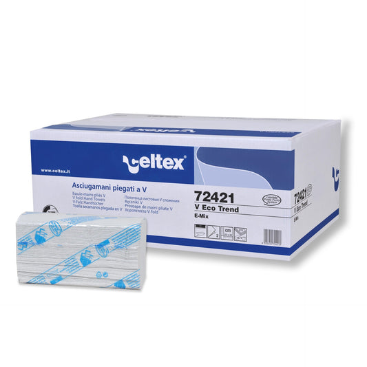 V-Folded Eco Trend Hand Towel Recycled 2 Ply (22 X 22CM) - Celtex - Made in Italy-Daitona General Trading LLC