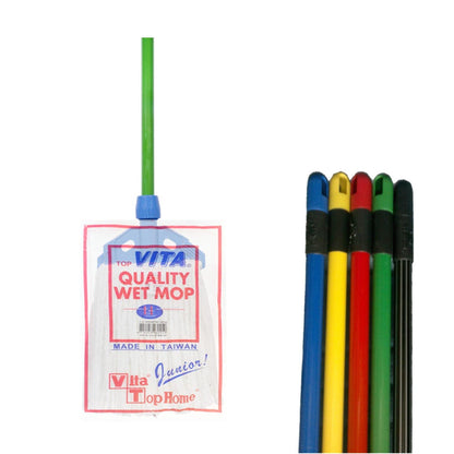 Vita Junior Cotton Wet Mop 160 Gms (White) With Mop Holder & Metal Handle - Vita - Made in Taiwan-Daitona General Trading LLC