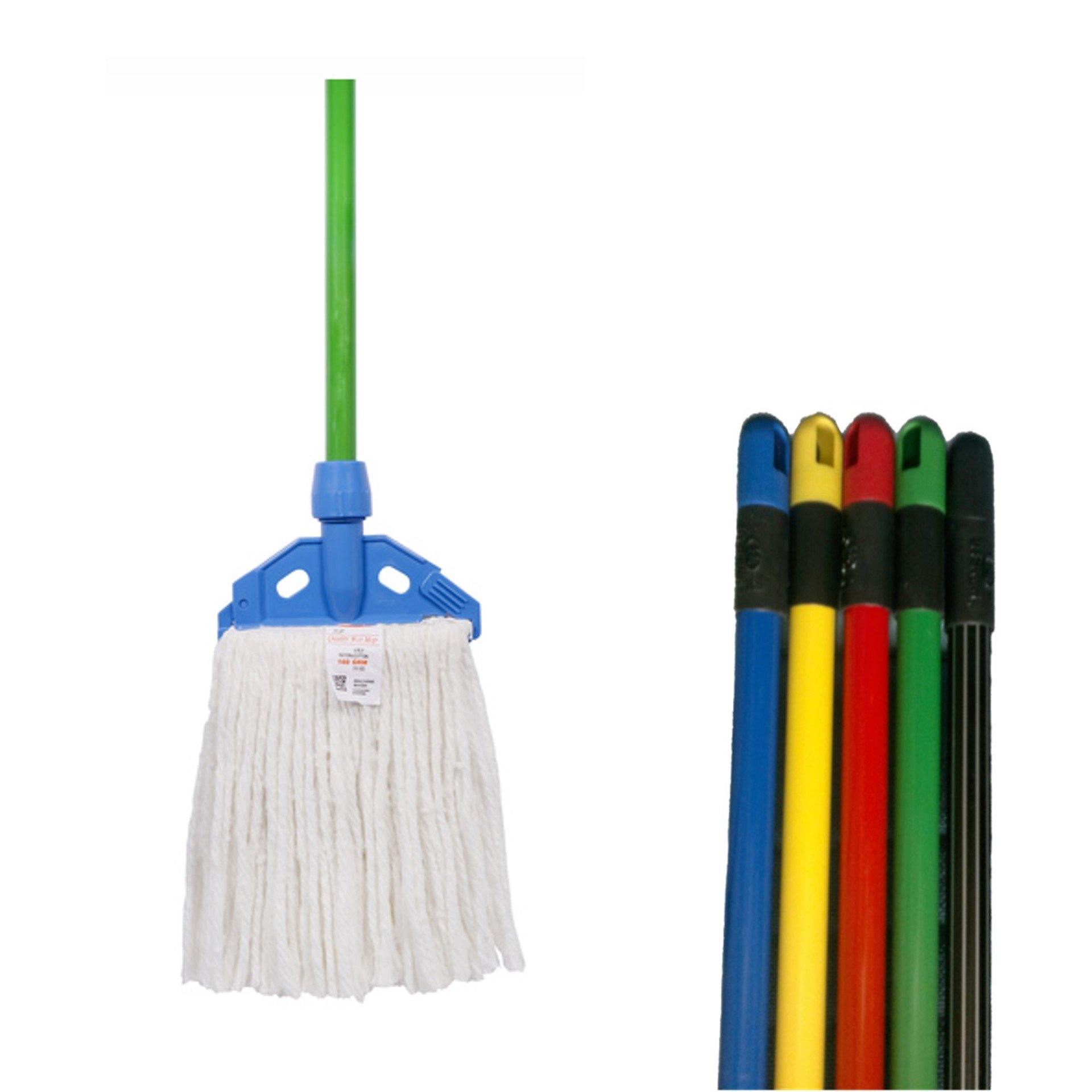 Vita Junior Cotton Wet Mop 160 Gms (White) With Mop Holder & Metal Handle - Vita - Made in Taiwan-Daitona General Trading LLC