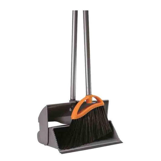 Avio Lobby Dustpan Set - Closed (Orange & Grey) With Aluminium Handle - Aricasa - Made in Italy-Daitona General Trading LLC