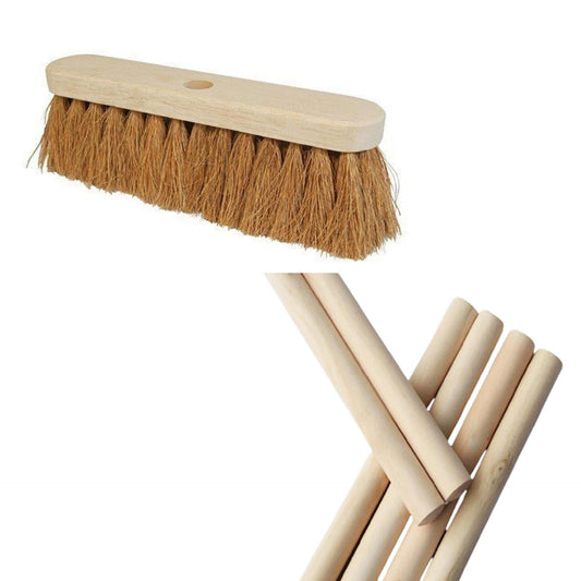 Coco Brush 12" With Wooden Handle - Made in Srilanka-Daitona General Trading LLC
