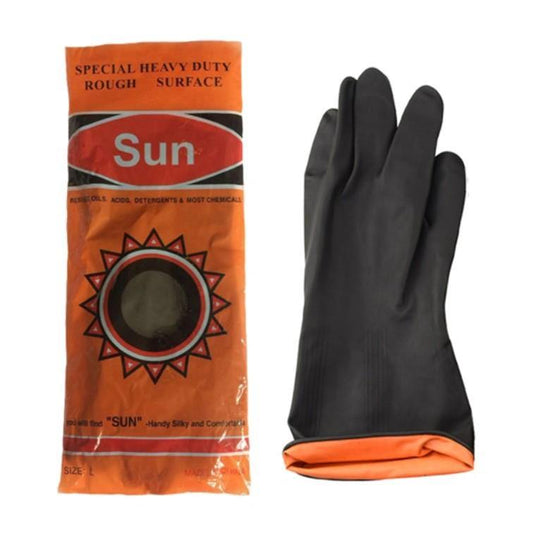 Latex Rubber Gloves (Black) - Sun Brand - Made in China-Daitona General Trading LLC