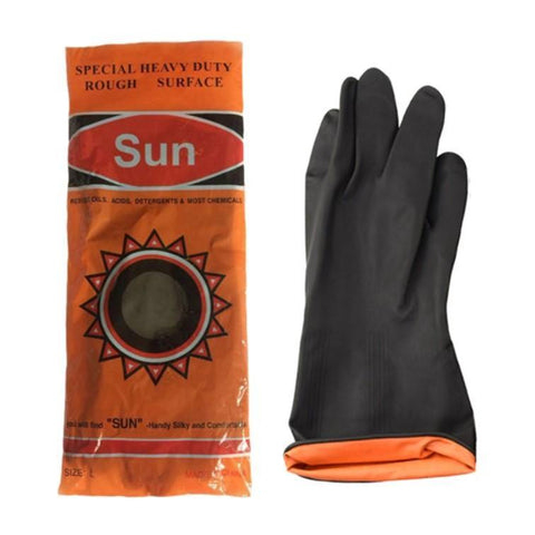 Latex Rubber Gloves (Black) - Sun Brand - Made in China-Daitona General Trading LLC