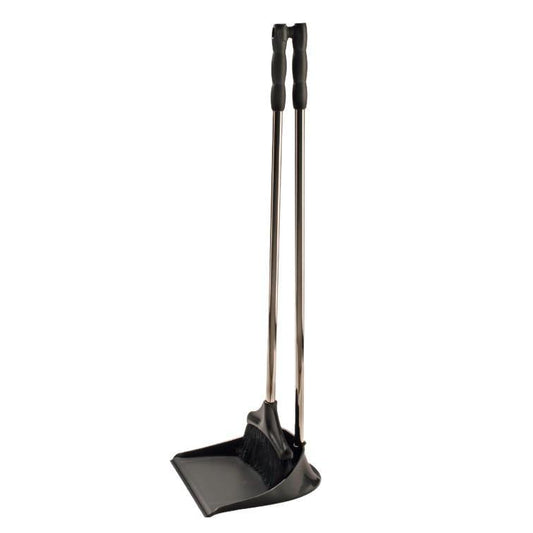 Long Dustpan Set - Open (Black & Silver) Aluminium Handle - Haug Bursten - Made in Germany-Daitona General Trading LLC