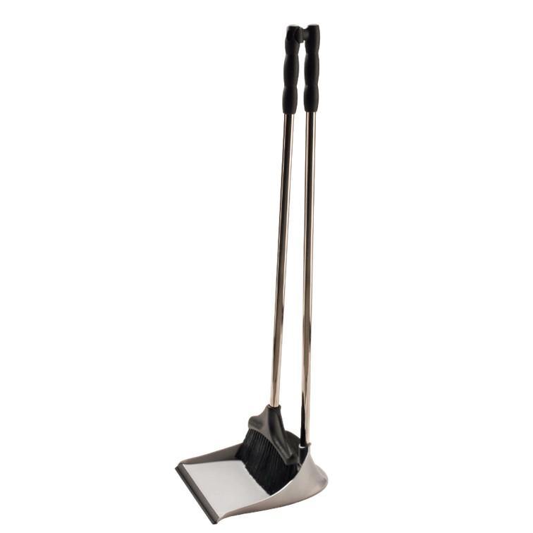 Long Dustpan Set - Open (Black & Silver) Aluminium Handle - Haug Bursten - Made in Germany-Daitona General Trading LLC