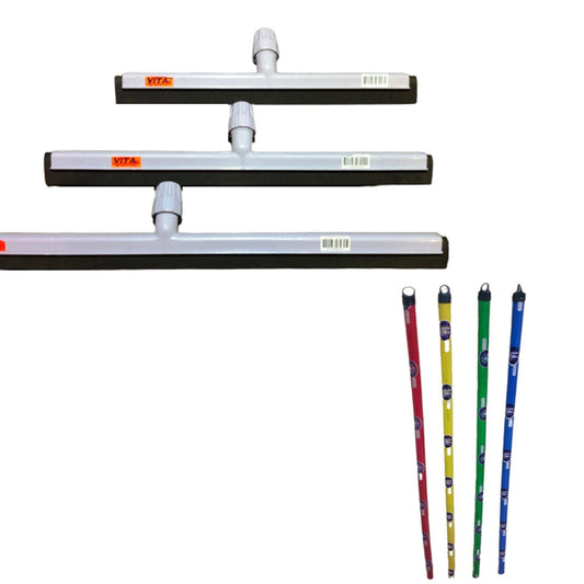 Plastic Floor Sponge Wiper 45CM (White) With Wooden Handle - Vita - Made in Taiwan-Daitona General Trading LLC