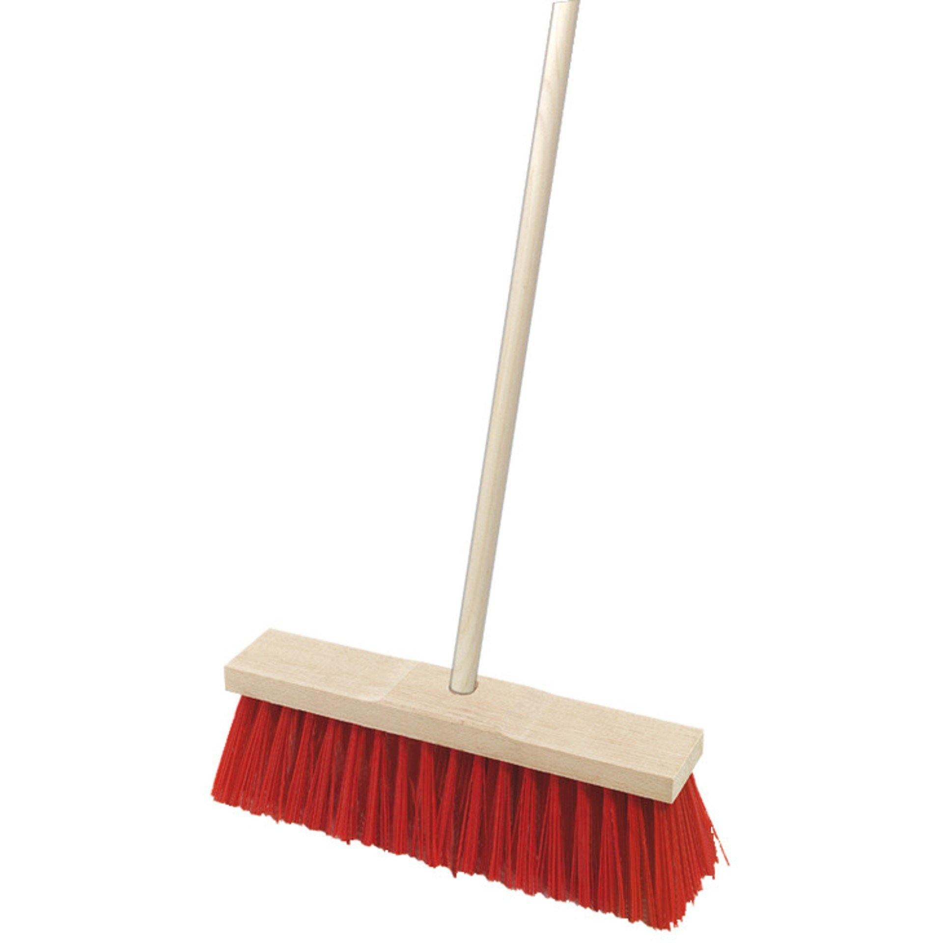 Street Broom 24" (Red) With Wooden Handle - Hygiene System - Made in KSA-Daitona General Trading LLC